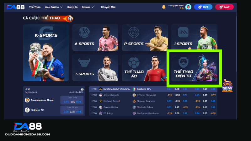 E Sports là sảnh game thể thao điện tử đẳng cấp