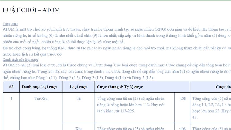 Tìm hiểu quy tắc chơi quay số Atom online